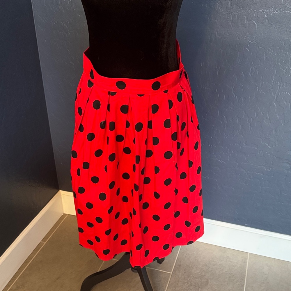Grace Karin Red A-Line Skirt with Black Polka Dots